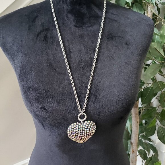 Unbranded Jewelry - Womens White Heart Crystal Rhinestone Jewelry Pendant Necklace